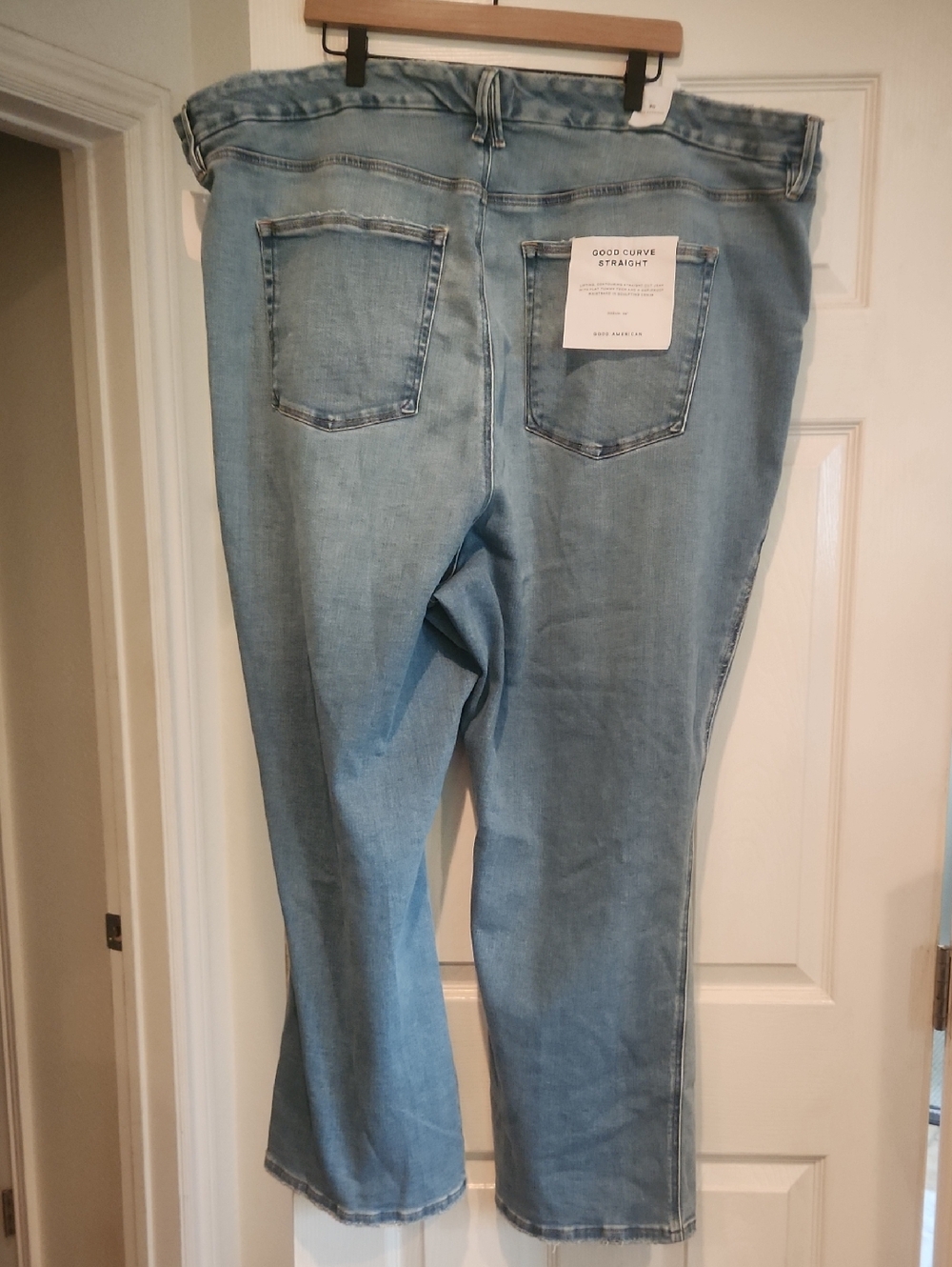 NWT Good American Plus Sz 30 Good Curve Straight Distressed Denim Jeans Inseam28 - Picture 4 of 10